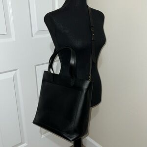 Madewell Black Leather Tote Bag